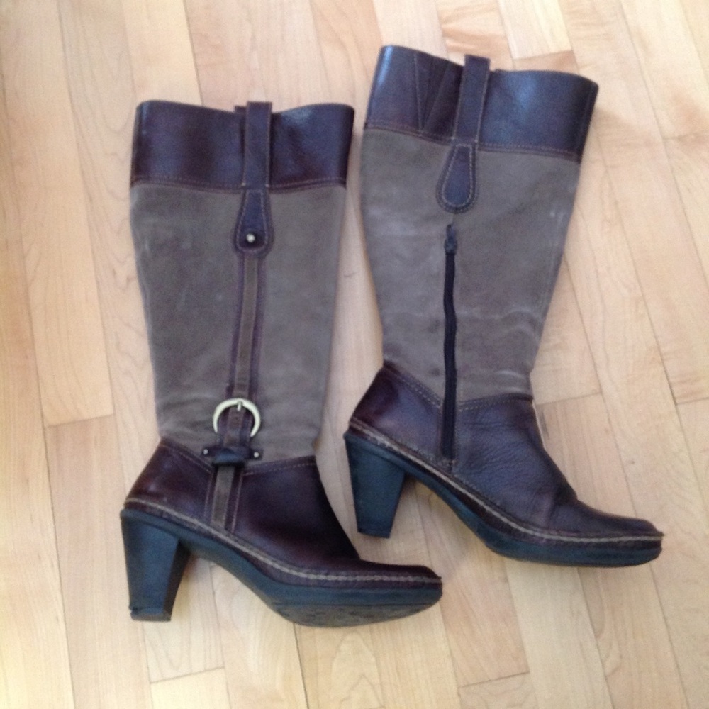Brown leather boots